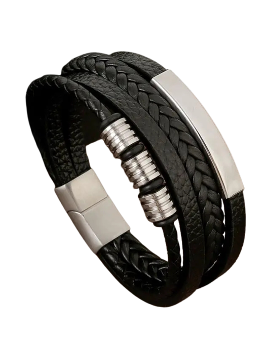 Elegante pulsera de cuero tejido para hombre