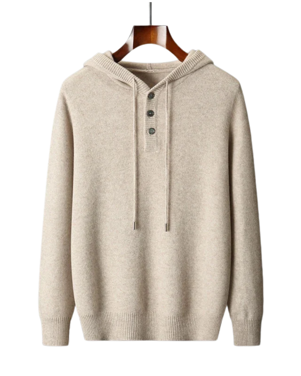 Elegante sudadera con capucha de lana merina