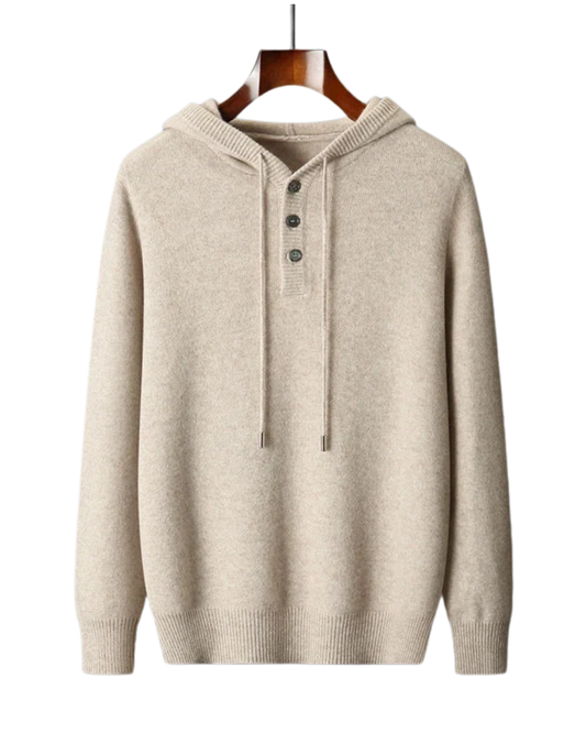Elegante sudadera con capucha de lana merina