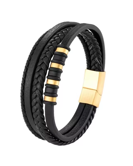 Pulsera clásica de cuero multicapa