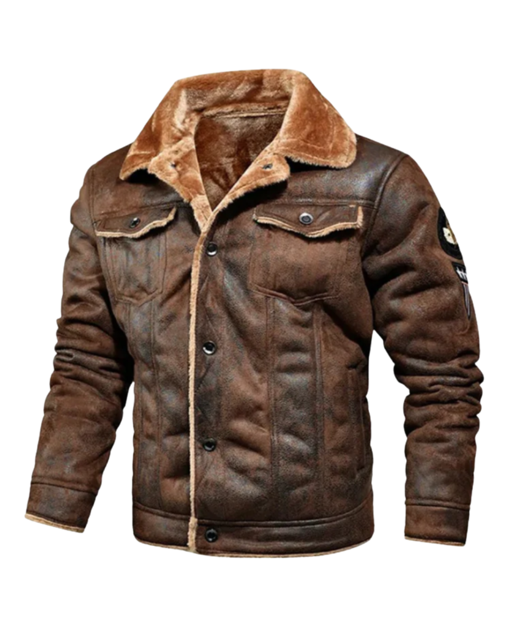 Elegante chaqueta de piel con forro polar