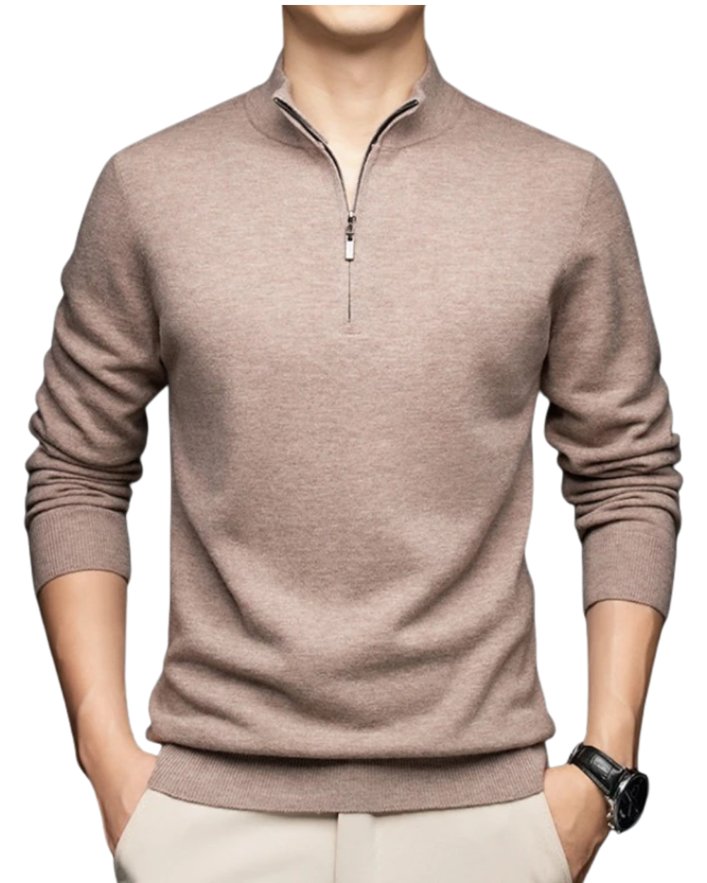 Jersey con cremallera de lana merina australiana