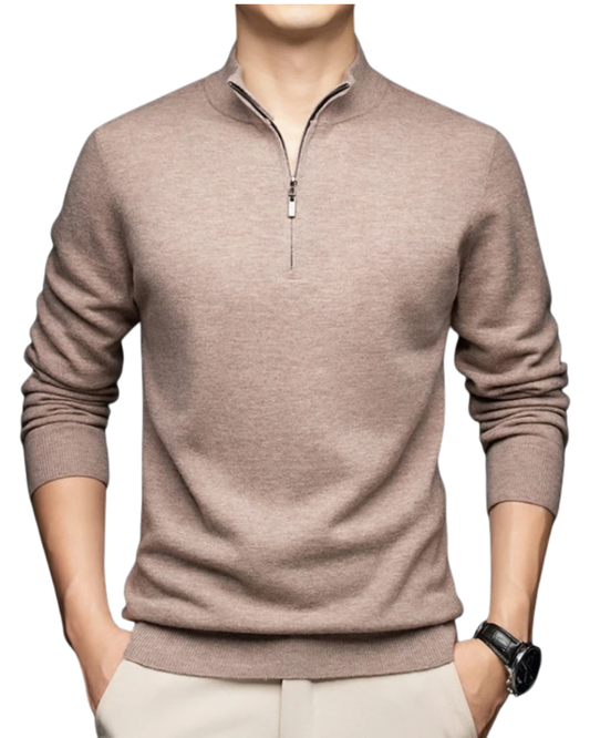 Jersey con cremallera de lana merina australiana