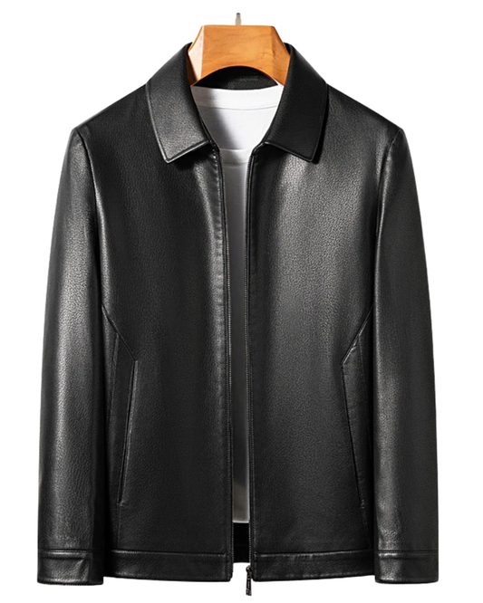 Elegante chaqueta de piel para hombre