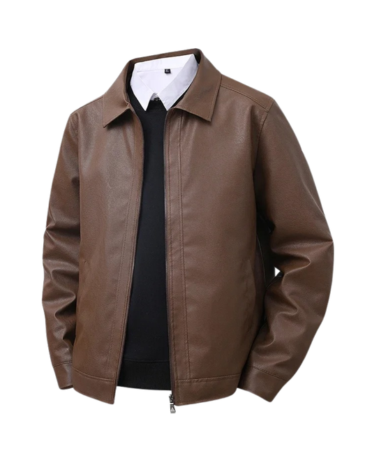 Elegante cazadora bomber de piel