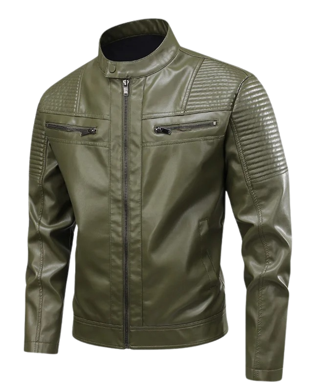 Chaqueta de piel multibolsillos