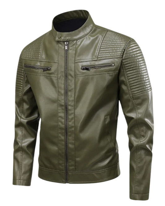 Chaqueta de piel multibolsillos