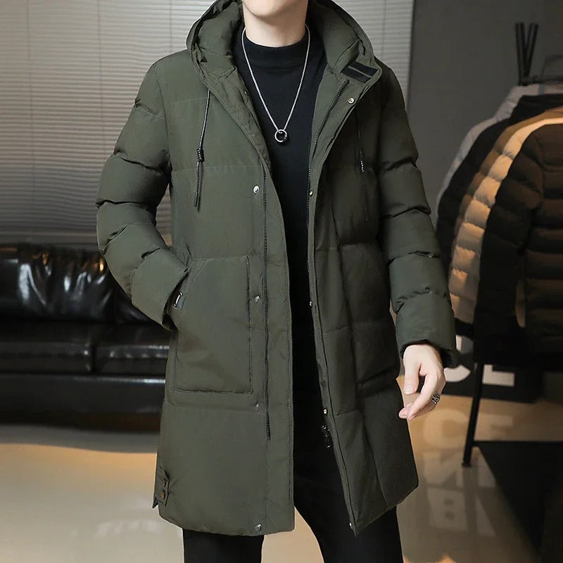 Elegante chaqueta larga de invierno