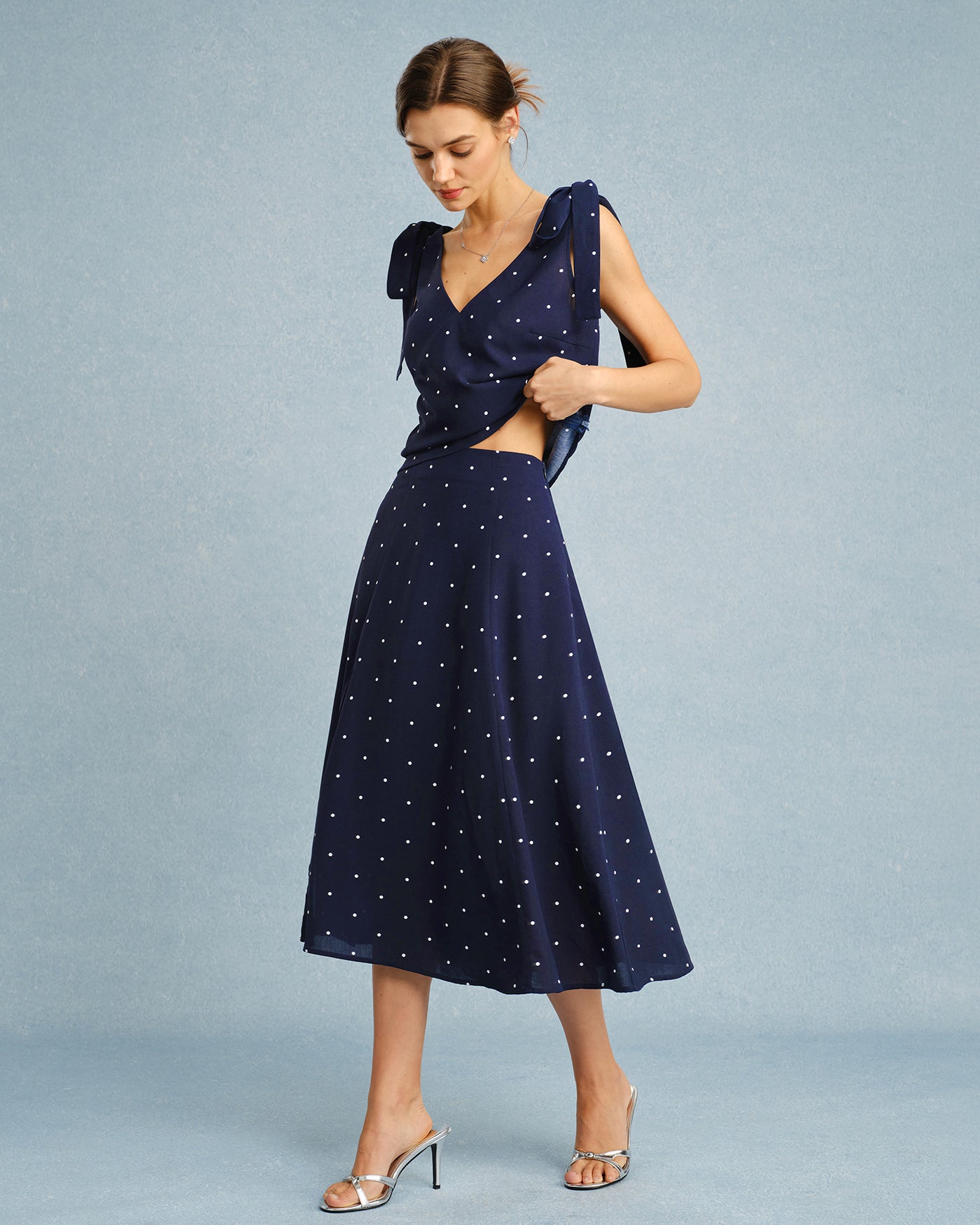 Falda midi con lunares